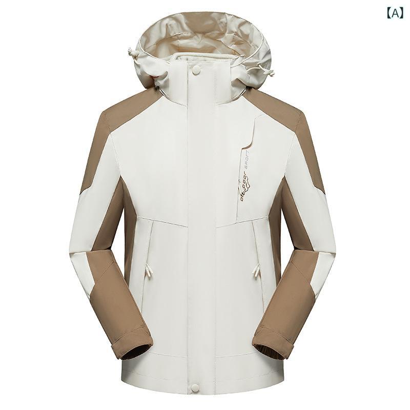 マウンテンパーカー 男女兼用 アウトドア 登山 トレッキング 防水 防風 スリーインワン 取り外し可能フード 切り替え 厚手 防寒 カジュアル ジャケット(x2)