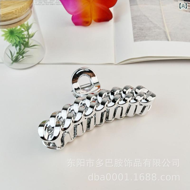 ヘアアクセサリー レディース 10.5cm ゴールドカラー 電気メッキ加工 チェーン 楕円形 バンスクリップ ..