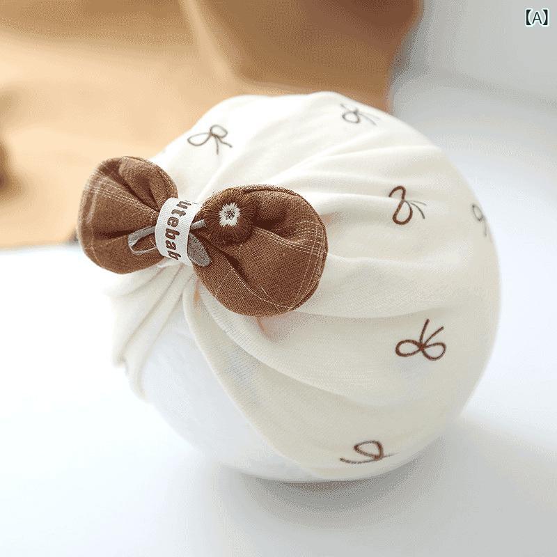 ベビー帽子 新生児 0-6ヶ月 リボン ワッチキャップ 泉門保護帽 保温 防風 かわいい 赤ちゃん用 ヘッド..