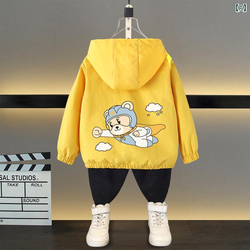アウター 男の子 キッズ フード付き フルジップ ジャケット ウインドブレーカー マウンテンパーカー カジュアル おしゃれ ポリエステル素材 キャラクター柄 通学 ソフトタッチ 春秋