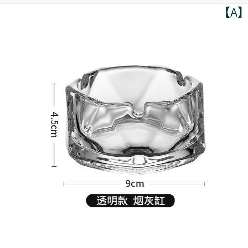 灰皿 クリスタルガラス製 菱形カット 多角形 厚底 シンプル モダン おしゃれ 高級感 上品 ユニークデザイン リビング デスク 応接室 卓上喫煙具(x2)