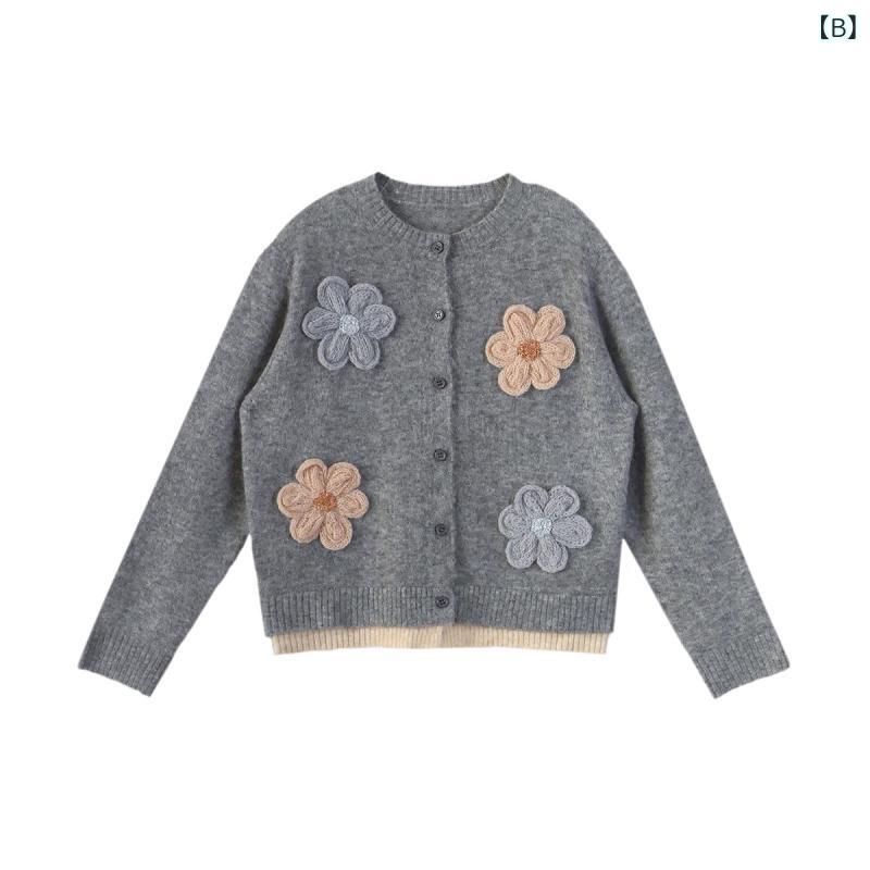 カーディガン 女の子 キッズ ニット 立体花柄 もちもち ふわふわ 優しい肌触り 春...
