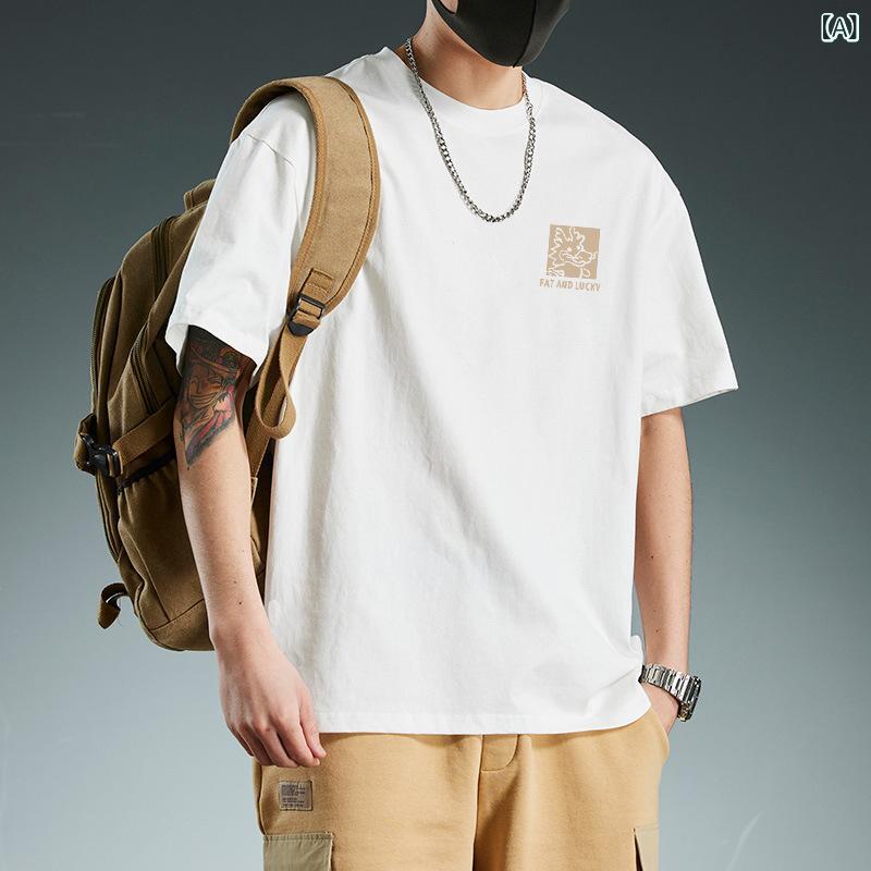 Tシャツ メンズ 半袖 綿100% ヘビーウェイト ルーズフィット ビッグシルエット クルーネック アメカジ ..