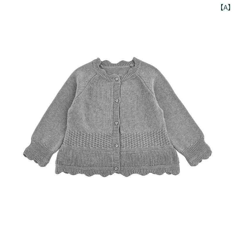 ・カテゴリ: キッズセーター・性別: 女の子・生地加工: 柔軟加工・スタイル: 韓国風・対象年齢: 3～8歳・毛糸の太さ: 普通・厚さ: 普通・袖丈: 長袖・開閉タイプ: シングルボタン・柄: 無地・特徴: トレンド・縫い目間隔: 3cmあたり12～14針・主な素材: 綿100%・安全規格: A類・フード: なし・カラー展開: ヘザーグレー、ブラック・サイズ展開: 80cm、90cm、100cm、110cm、120cm、130cm、140cm