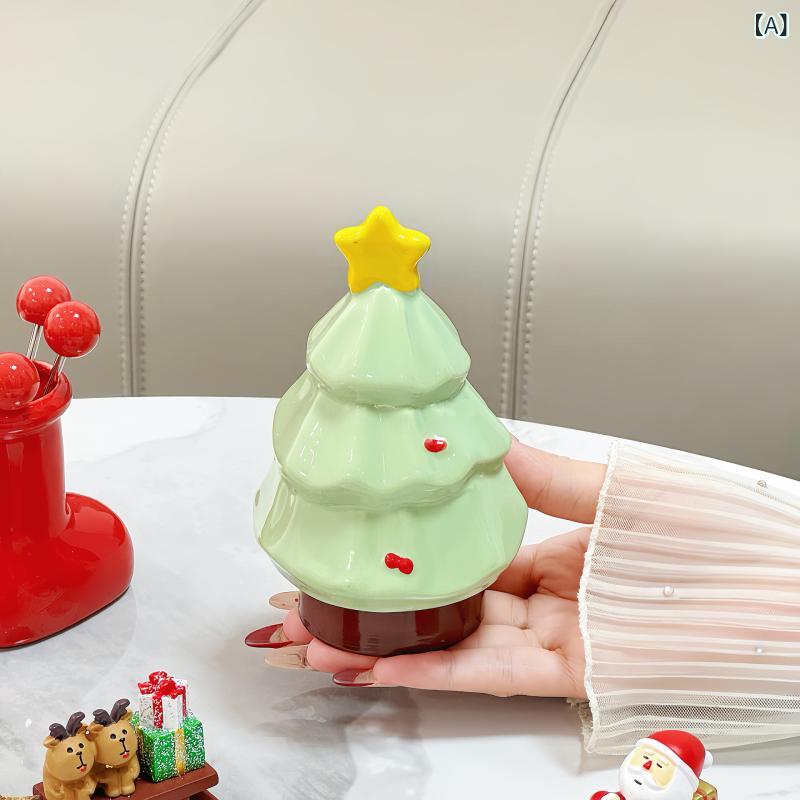 爪楊枝入れ クリスマスツリー 陶器 おしゃれ かわいい 綿棒ケース 小物収納 リビング 家庭用 卓上 イン..