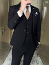 スーツ メンズ 男性用 スリーピース セットアップ ビジネス フォーマル 結婚式 新郎 披露宴 パーティー 通勤 オフィス デイリーユース スリムフィット スタイリッシュ 韓国ファッション 混紡素材 ストレッチ