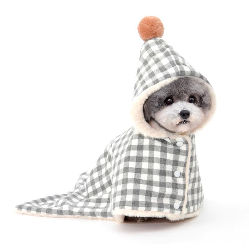 ペット服 犬 猫用 秋冬 ポンチョ ケープ スリーパー ブランケット かわいい あったか 防寒 厚手 もこもこ ふわふわ ブラック ピンク ブルー グリーン