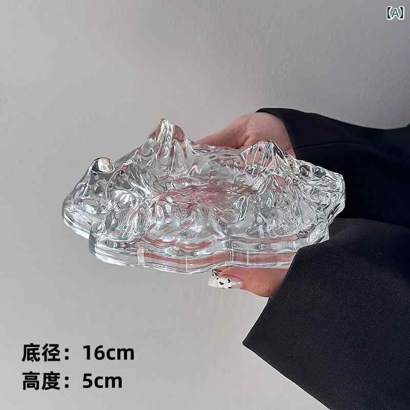 灰皿 北欧風 氷山 雪山 シガーアッシュトレイ 家庭用 リビング インテリア置物 ガラス製 上質 スタイリッシュ マット フロスト 透明 琥珀 オーロラ スモーク SNS映え