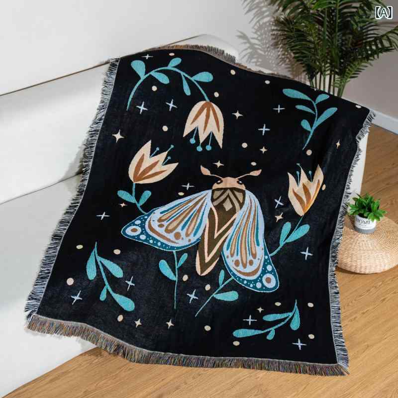 ブランケット ボヘミアン風 ジャガード織り 厚手 ソファカバー マルチカバー タペストリー 植物柄 花柄..