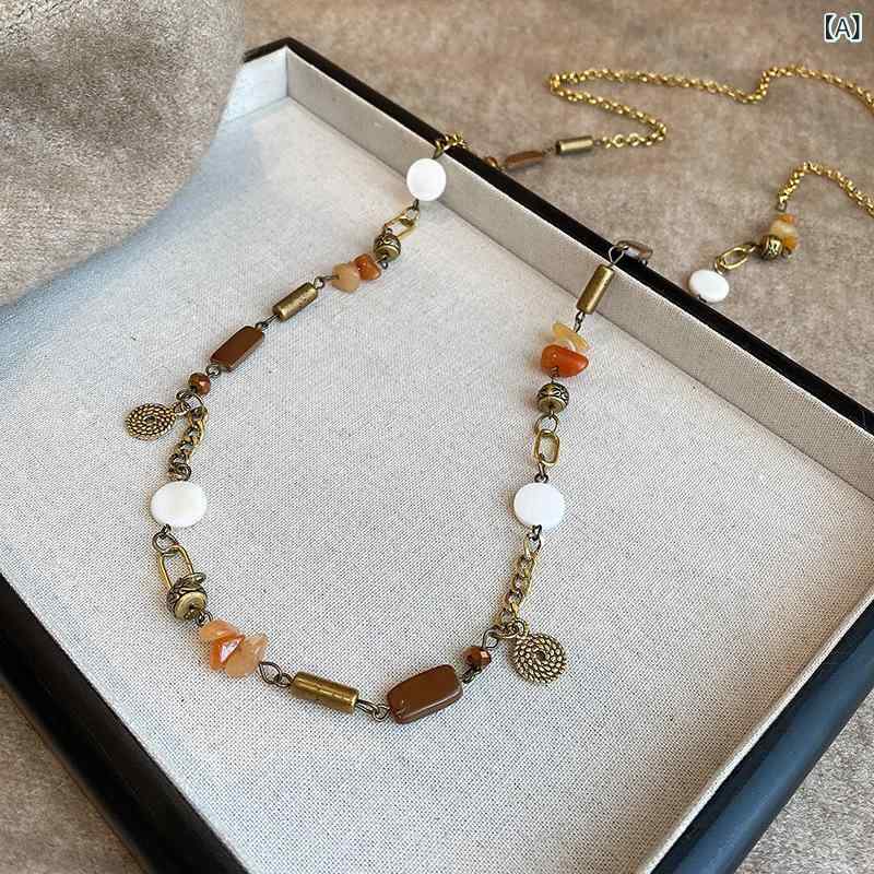 ネックレス レディース 女性用 ボヘミアン レトロ 民族風 新中式 文芸風 コイン タッセル ビーズ 幾何学模様 アンティーク調 ロング 多層 レイヤード 重ね付け セーターチェーン 合金製 電気メッキ加工 秋冬 普段使い カジュアル