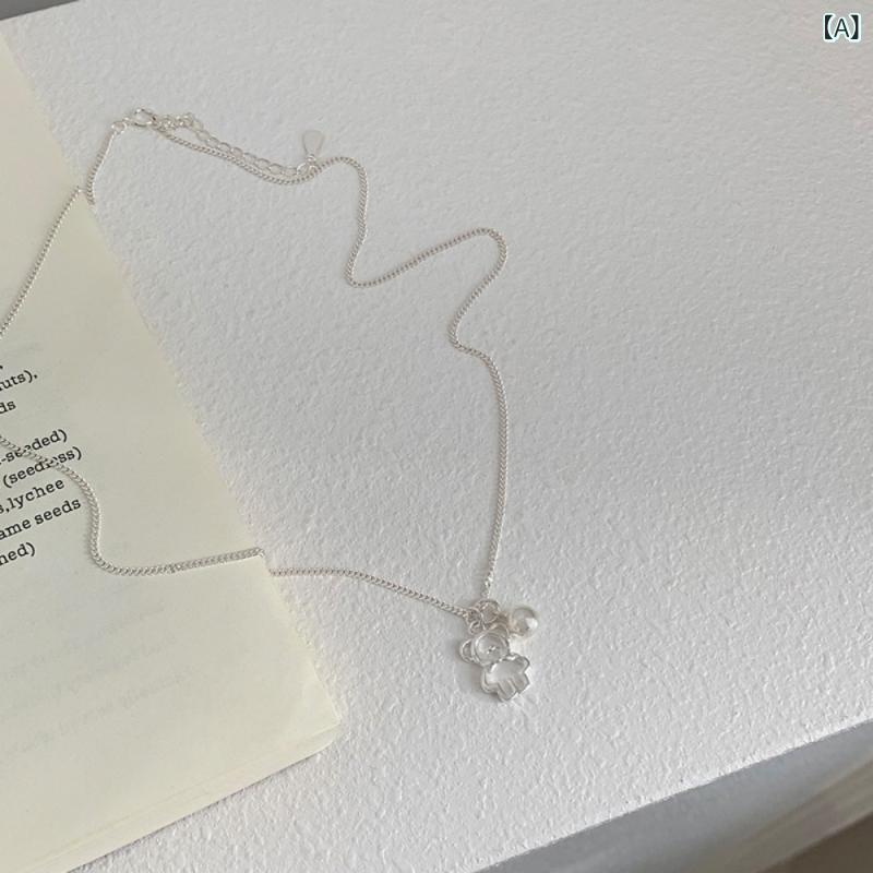 ネックレス レディース クマ ベアー 鎖骨ネックレス チョーカー 韓国風 韓流スタイル インスタ風 個性的 ユニーク 高級感 ミニマルリッチ 普段使い カジュアル 銅製 コッパー 電気メッキ加工 ファッション小物