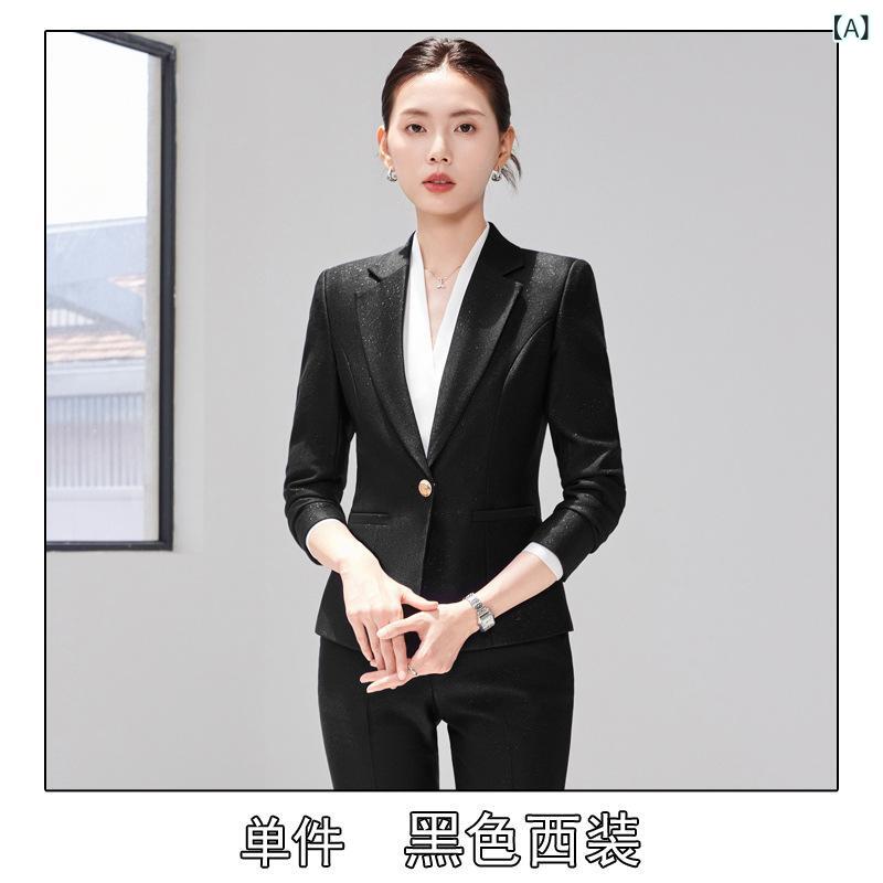 乐天商城 - ノーカラージャケット セットアップ レディース 女性用 ファッション 上品 高級感 スーツ 通勤 ビジネス オフィス 事務服 美容院 制服 フォーマル オケージョン 仕事着 オールシーズン