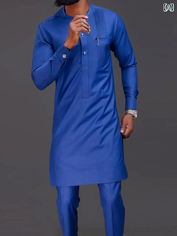 セットアップ メンズ おしゃれ 長袖 春秋 シャツ ロングパンツ カジュアル 民族風 エスニック ファッシ..