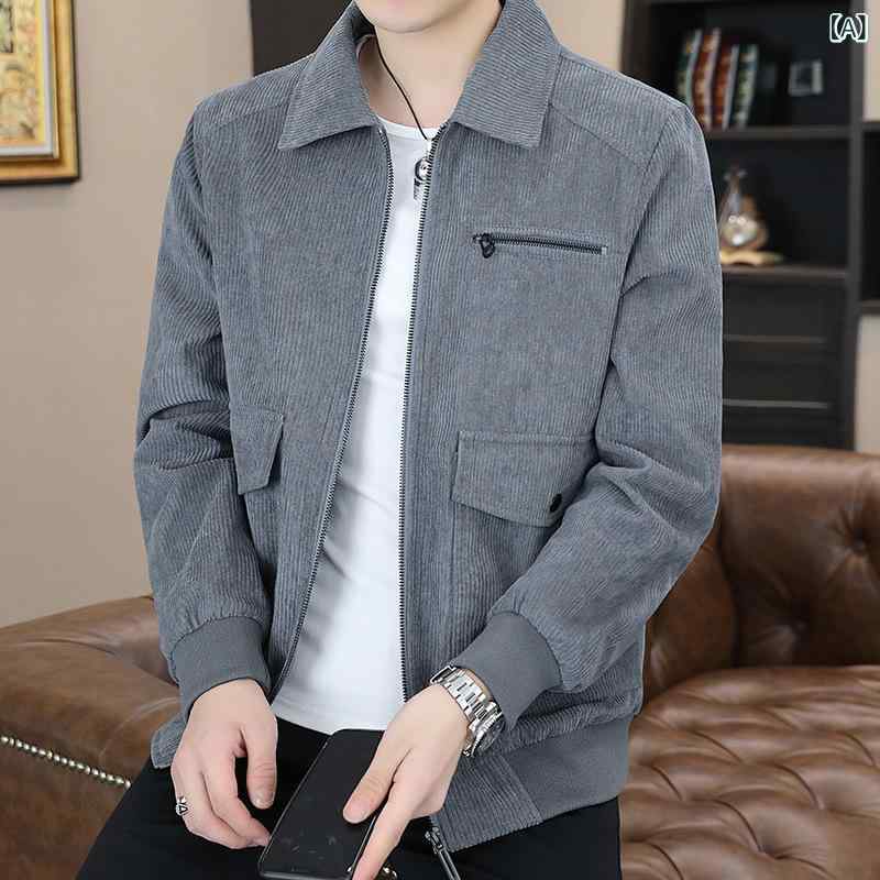 ・スタイル: ストリートカジュアル・対象年齢層: 24～35歳・ネックライン: 襟付き・フィット: ルーズフィット・前合わせ: ジップアップ・厚さ: 普通・柄: 無地・主な素材: ポリエステル・裏地素材: ポリエステル・着用シーン: カジュアル・裾デザイン: ラウンドヘム・着丈: レギュラー・ポケット: サイドシームポケット・着用方法: アウター・袖丈: 長袖・カラー展開: グレー、アースイエロー、ミリタリーグリーン、ブラック、ベージュ・サイズ展開: M、L、XL、2XL、3XL、4XL、5XL・袖タイプ: レギュラー・性別: メンズ