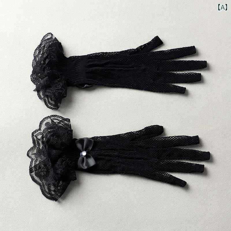 ウェディンググローブ レディース ショート丈 花嫁 ブライダル 手袋 黒 ブラック レース フィッシュネット 網目 プリンセス エレガント 結婚式 披露宴 パーティー 演奏会 フォーマル イブニングドレス ポリエステル 小物