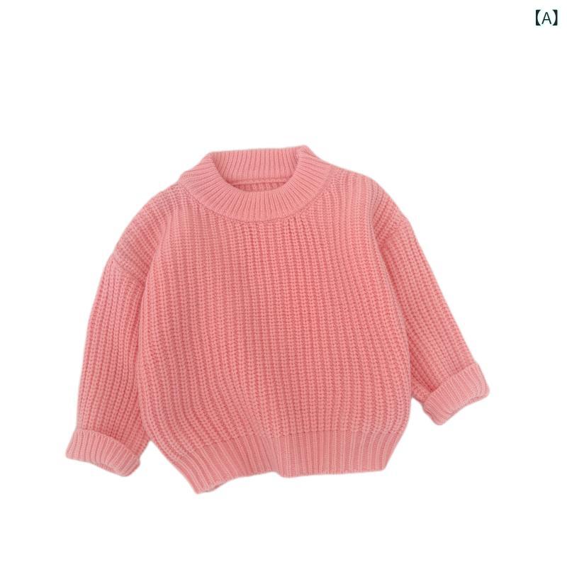 ・カテゴリ: 子供用セーター・性別: 女の子・対象年齢: 1〜3歳児・適合シーズン: 春、秋・スタイル: 韓国風・主な素材: アクリル50%・加工: 柔軟加工・毛糸の太さ: 普通・厚さ: 普通・ネックライン: クルーネック・フード: なし・袖丈: 長袖・開閉様式: プルオーバー・柄: 無地・デザイン要素: トレンド・安全基準: Aクラス・カラー展開: ピンク、パープル、ブルー、グリーン、ベージュ・サイズ展開: 66cm、73cm、80cm、90cm、100cm