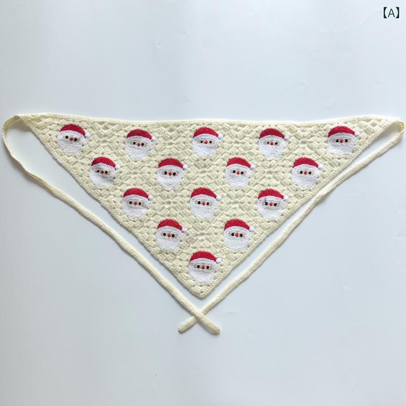 ニット三角巾 レディース キッズ クリスマス カラフル コットン バンダナ ヘアバンド ヘッドラップ イ..