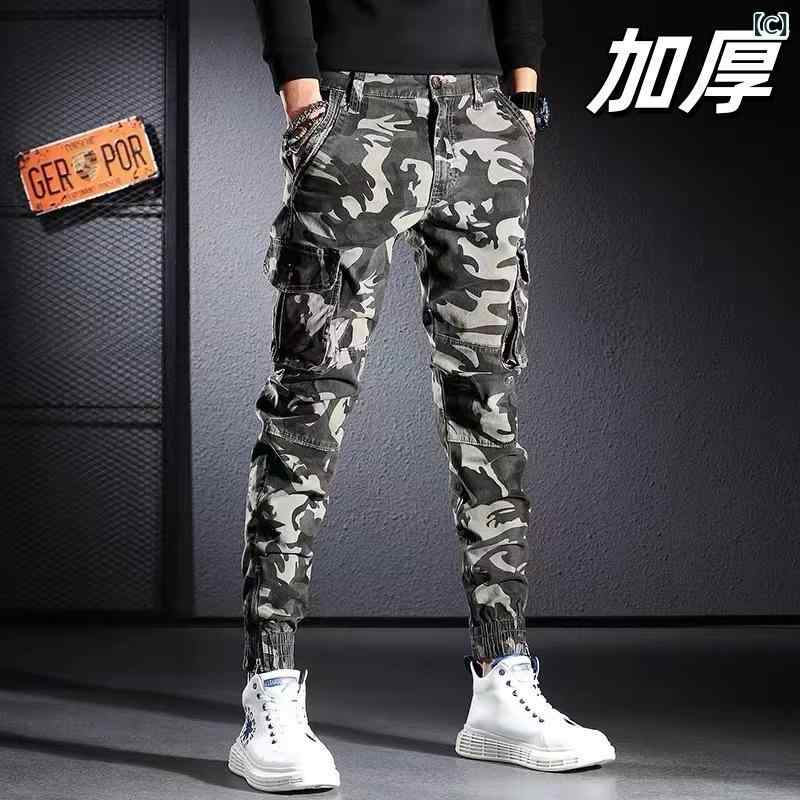 カーゴパンツ メンズ 迷彩 ジョガーパンツ 秋冬 厚手 綿 ワークパンツ 耐摩耗性 多ポケット アウトドア ストリート系 カジュアル 普段使い ミリタリー 男性用 3