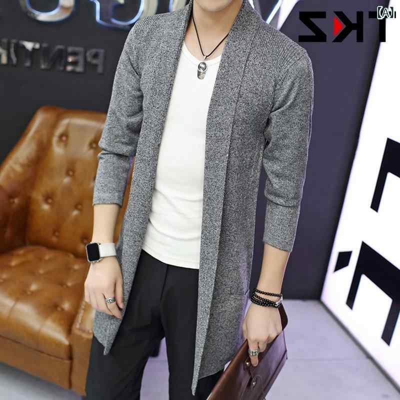 カーディガン メンズ 男性用 Vネック ニット ミドル丈 アウター 羽織り スリムフィット 厚手 韓国風 トレンド カジュアル 着回し 万能 大きいサイズ ビッグサイズ 学生 通学 普段使い 再生繊維 ヘザーグレー ブラック カーキ レッド ネイビー