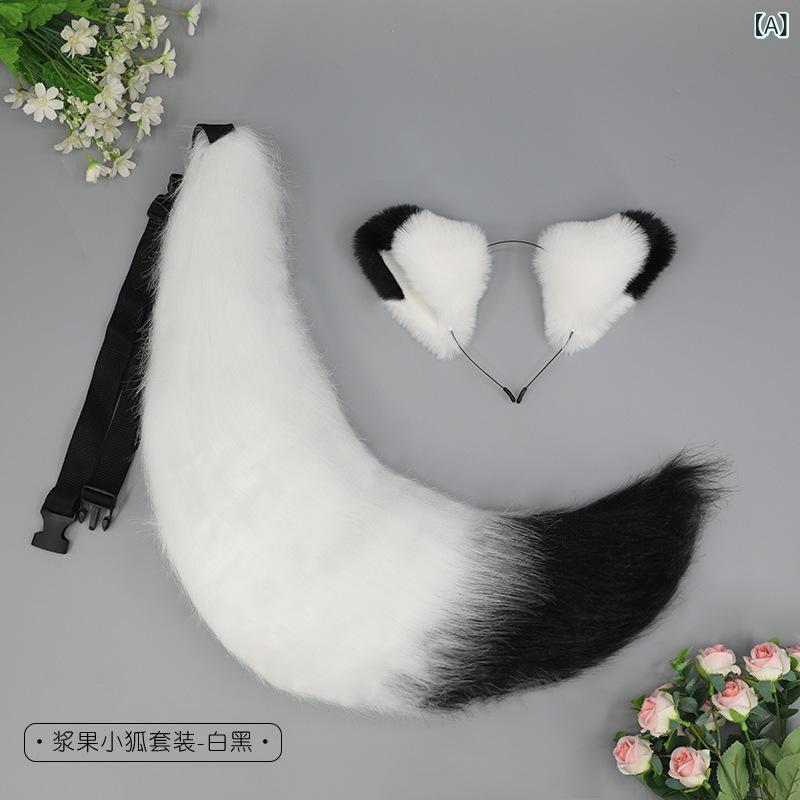 カチューシャ レディース コスプレ ロリータ 狐の耳 尻尾 セット フェイクファー もこもこ 獣耳 しっぽ ヘアアクセサリー 髪飾り 動物 仮装 イベント 撮影 小物 かわいい