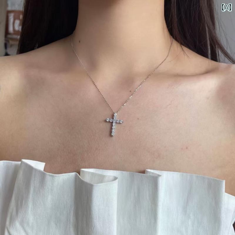 ネックレス レディース ジルコニア 十字架 ペンダント チョーカー 繊細 ライトラグジュアリー 重ね付け..