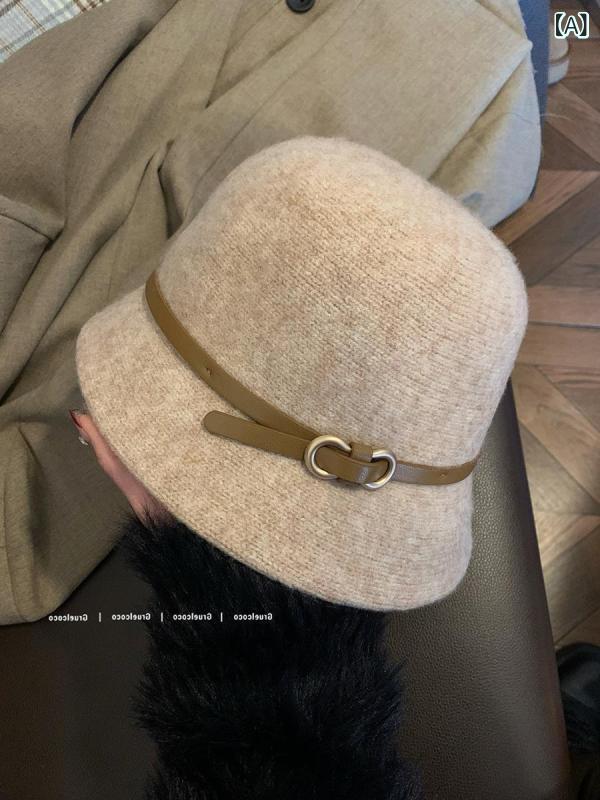 バケットハット レディース ベルトバックル ウール混紡 フレンチスタイル エレガント 上品 クラシカル ..