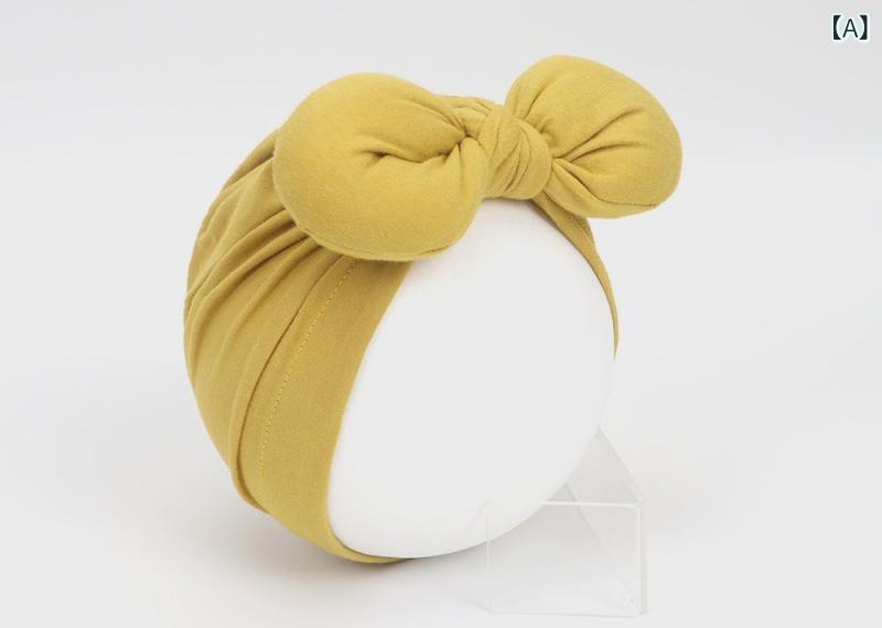 ターバン帽 女の子 ベビー 赤ちゃん 新生児 幼児 薄手 綿 コットン うさぎ耳 結び目 プリンセス風 かわいい おしゃれ インスタ映え クリーム アイボリー ピンク イエロー