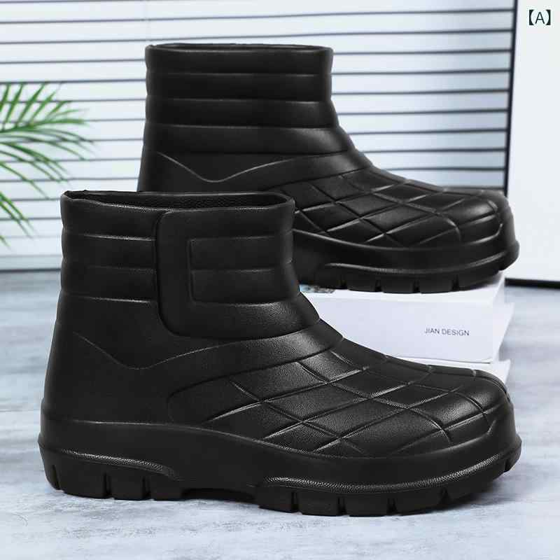 レインブーツ メンズ 男性用 雨靴 作業靴 ラバーブーツ ミドル丈 滑り止め 防水 耐油 EVA 厚底 工事現..