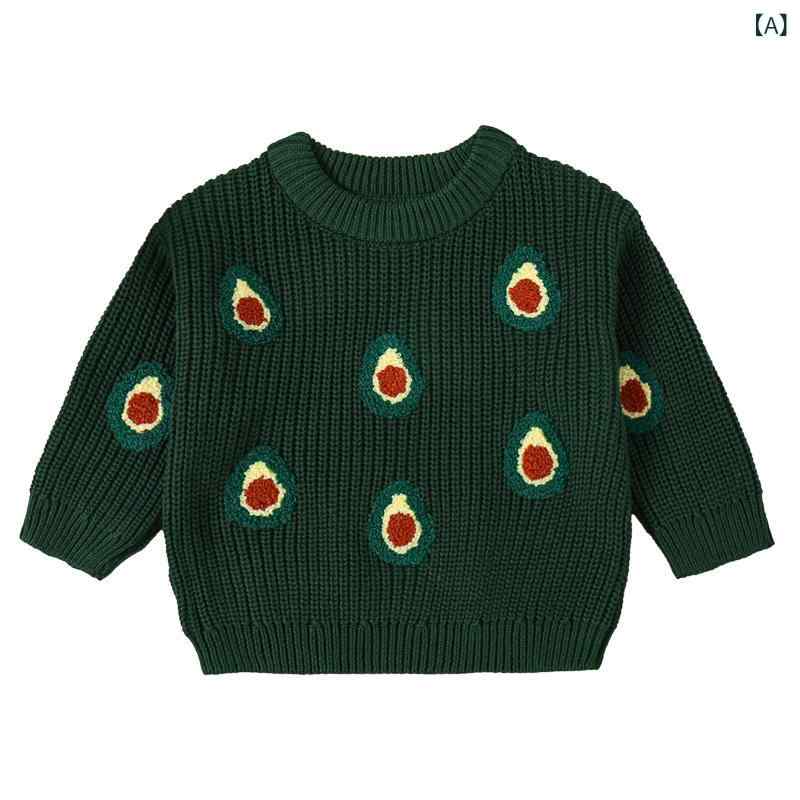 セーター キッズ ベビー 男の子 女の子 クリスマス 長袖 プルオーバー アボカド柄 刺繍 キャラクター ..