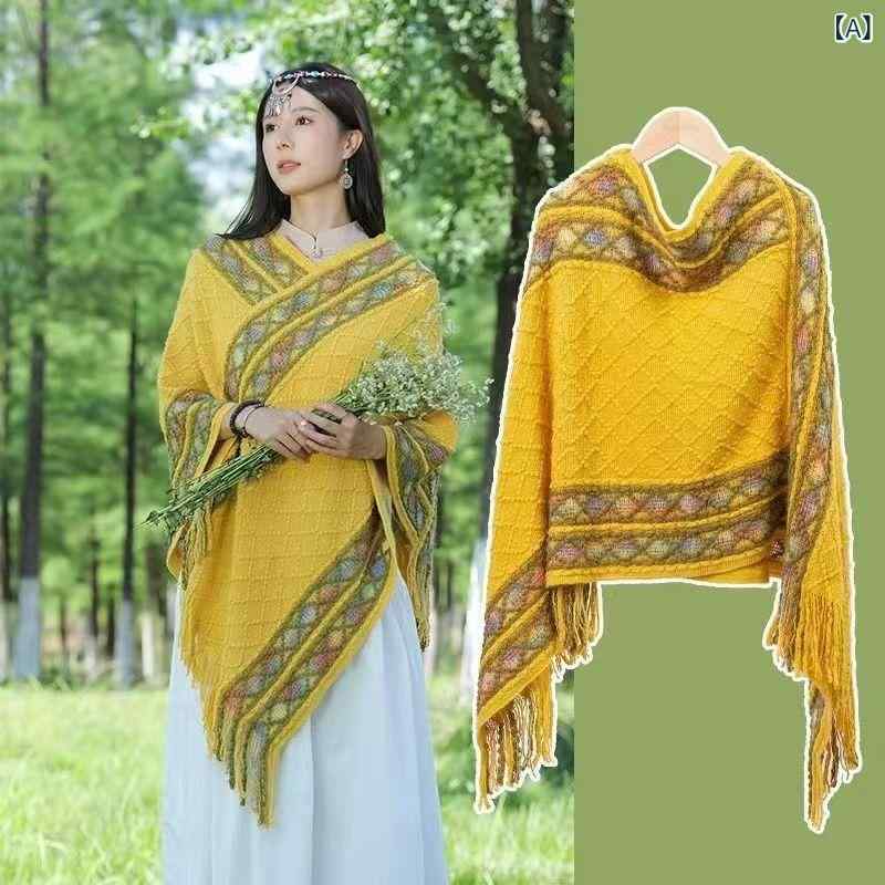 ポンチョ 男女兼用 ボヘミアン エスニック 室内用 冷房対策 マルチカラー チェック柄 プルオーバー フ..