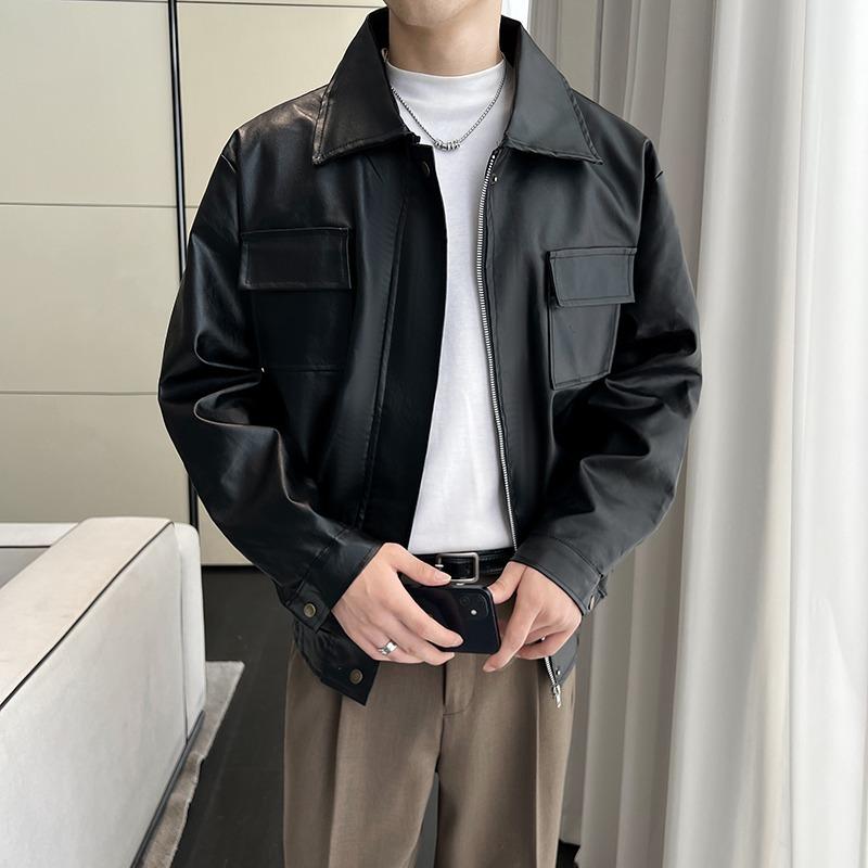ジャケット メンズ PUレザー 合成皮革 ダブルジップ 肩パッド入り ライダースジャケット クール ワイルド 個性的 ストリートファッション 耐磨耗性 防風 ルーズフィット 秋冬 アウター 革ジャン ブルゾン ブラック ブラウン