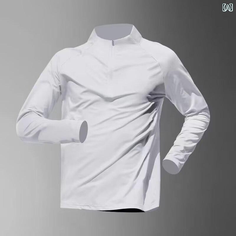 Rakuten - Tシャツ メンズ 男性用 長袖 吸汗速乾 通気性 スリムフィット ランニング バスケットボール スポーツ トレーニング 登山 UVカット フィットネス ポリエステル 立襟 トップス 春秋