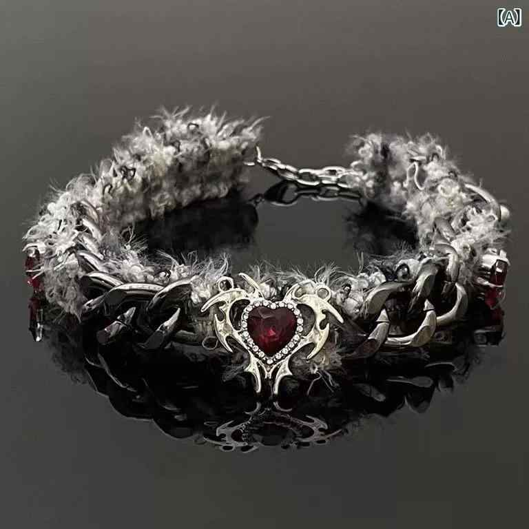 ネックレス ユニセックス パンク 甘辛ミックス クール ストリート ふわふわ ハートチャーム 幾何学モチーフ シャープな太めチェーン レイヤード チョーカー 普段使い パーティー 欧米風 合金 チタン鋼製(x2)