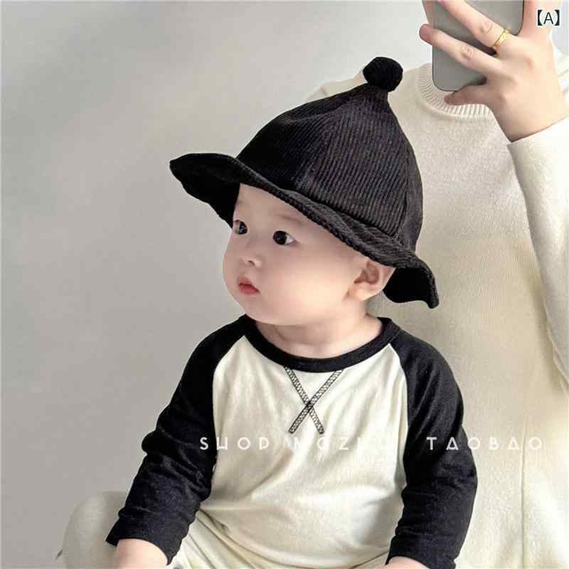 バケットハット ベビー キッズ 女の子 とんがり帽子 コーデュロイ 秋冬 かわいい おしゃれ 綿 コットン 通気性 保温性 防風