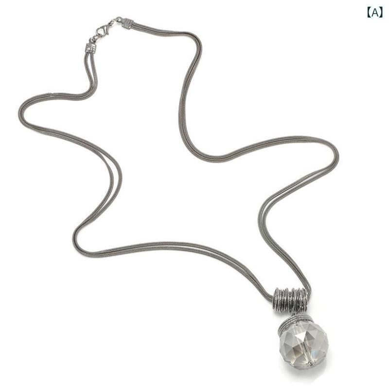 ネックレス レディース バルブモチーフ フラットスネークチェーン ロング丈 セーターネックレス インフ..