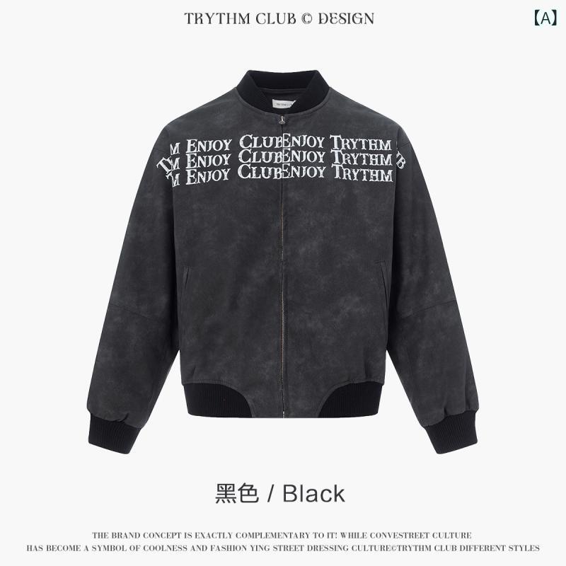 ジャケット メンズ フライトジャケット スタジャン フェイクレザー PUレザー ブラック ショート丈 長袖 ビッグシルエット ルーズフィット 肩パッド入り スタンドカラー ジップアップ カジュアル 高級感 春秋