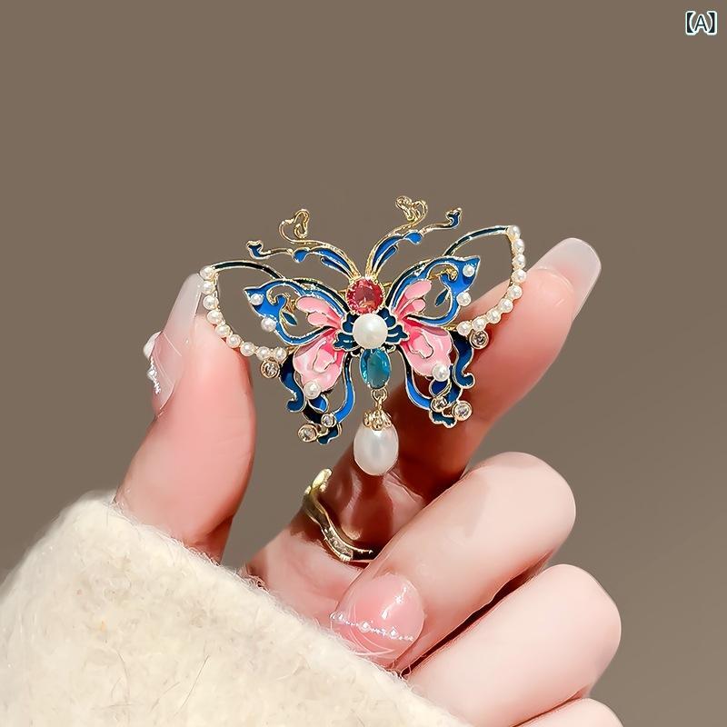 ブローチ レディース 蝶 バタフライ エナメル彩 レトロモダン エレガント クラシカル アンティーク風 ..