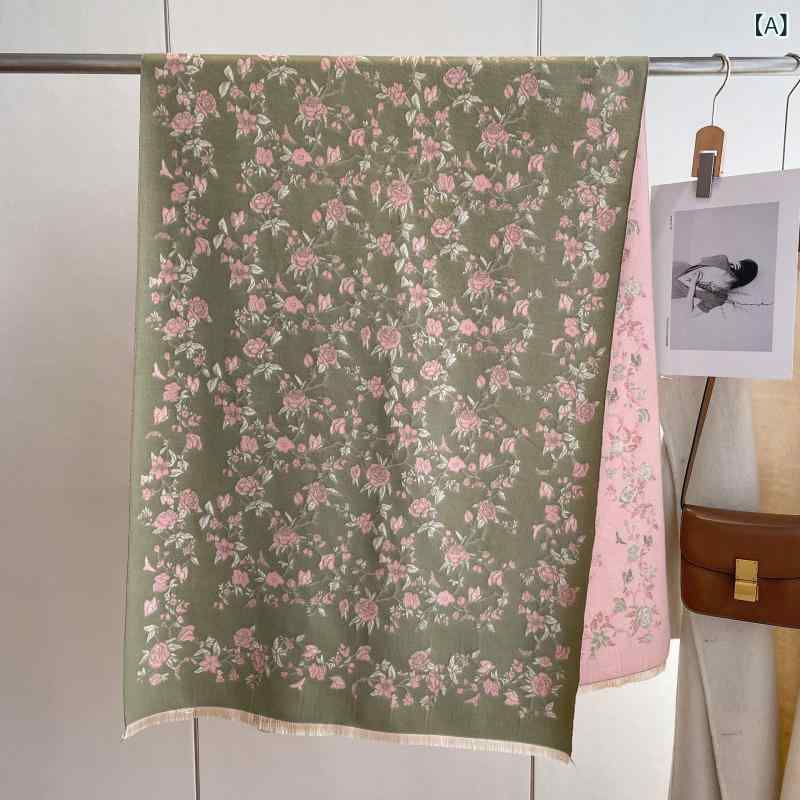 マフラー レディース 女性用 フェイクカシミヤ ストール 大判 小花柄プリント エレガント 上品 防寒 保..