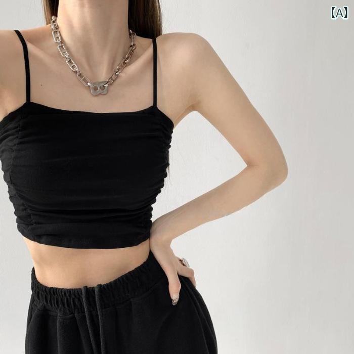 キャミソール レディース ギャザー シャーリング ショート丈 クロップド丈 スリムフィット 着痩せ スタイルアップ ビスチェ チューブトップ インナー 重ね着 セクシー 大人可愛い クール系 ストレッチ 春夏