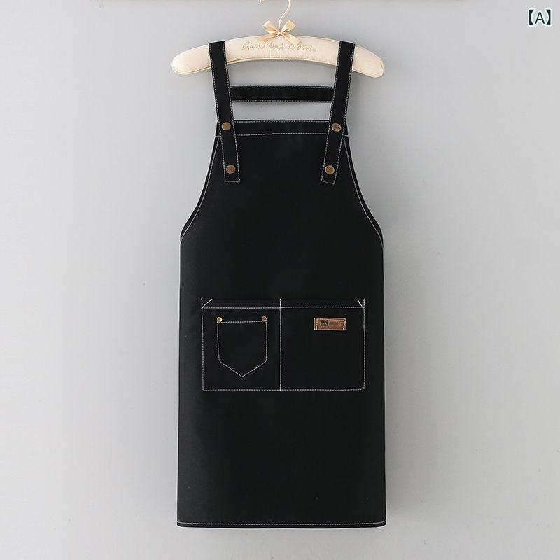 エプロン 男女兼用 ユニセックス 帆布 キャンバス生地 防水 防汚 耐油性 丈夫 飲食店 キッチン カフェ バリスタ 作業用 ワークエプロン H型 おしゃれ 韓国風 無地