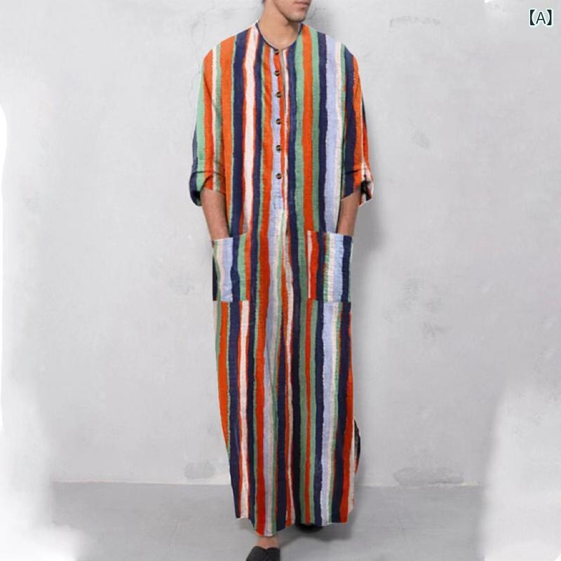 民族衣装 ガラベーヤ メンズ 男性用 中東 東南アジア ムスリム ローブ ゆったり リラックス シンプル ..