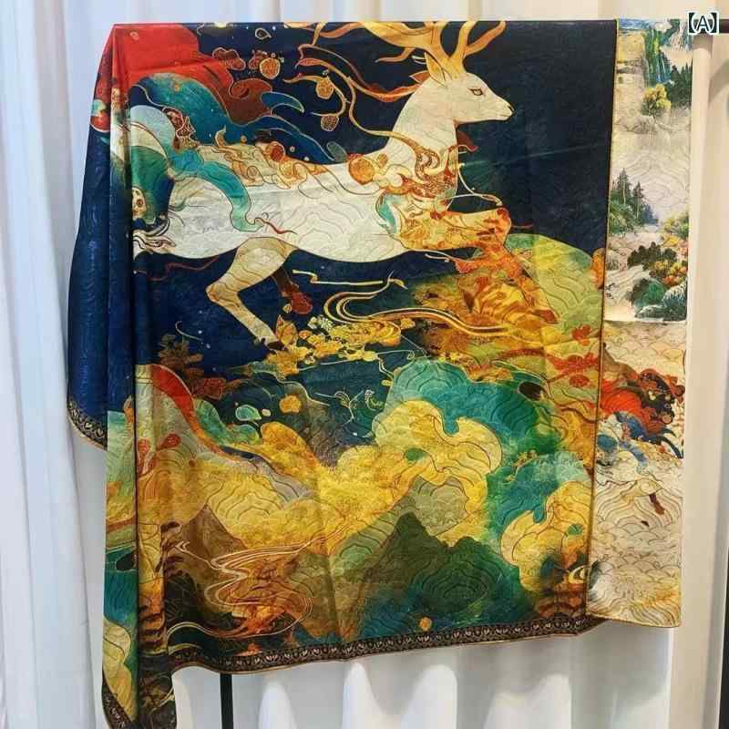 ・カテゴリ: スカーフ・スタイル: ボヘミアン、レトロ、エスニック、チャイナ風、古風、宮廷風、香港風、文芸、ブリティッシュレトロ、エキゾチック、、ポップアート風、フレンチレトロ、国潮、バロック・主な素材: 蚕糸 61%～70%・織り方: 平...