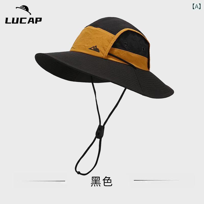 乐天商城 - バケットハット メンズ つば広 速乾性 UVカット 防水 防風 通気性 虫よけ 配色 登山 キャンプ 釣り アウトドア レジャー サファリハット ポリエステル製 春夏 カジュアル シンプル