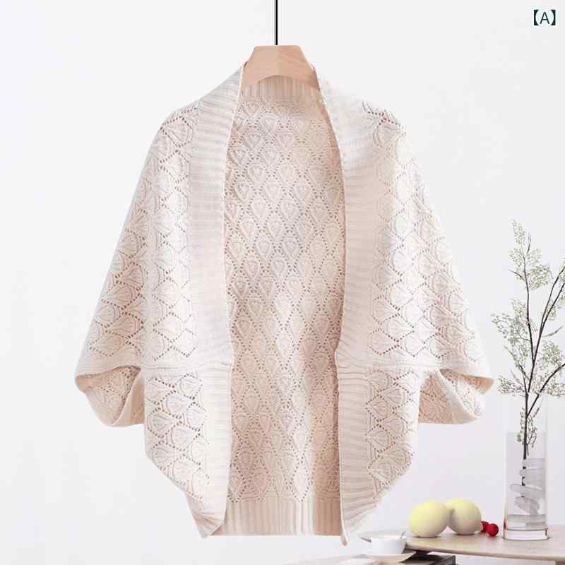 ニット ポンチョ レディース 中国風 新中華スタイル 透かし編み フェイクカシミヤ 高級感 アクリル 羽織り ケープ カーディガン ショー..