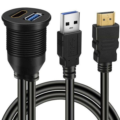 BATIGE USB 3.0 & HDMI → HDMI + USB3.0 AUX 延長ダッシュパネル 防水 車用フラッシュマウントケーブル 車 ボート オートバイ用 BATIGE USB 3.0 & HDMI → HDMI + USB3.0 AUX 延長ダッシュパネル 防水 車用フラッシュマウントケーブル 車 ボート オートバイ用