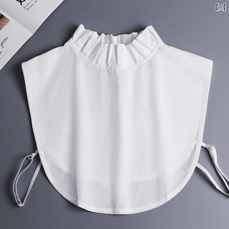 付け襟 レース フェイクカラー 白 韓国風 重ね着 万能 秋冬 プリーツ 丸襟 ポインテッドカラー スタンドカラー ウェーブ襟 チェック柄 大花柄 かぎ針編み コットン デニム