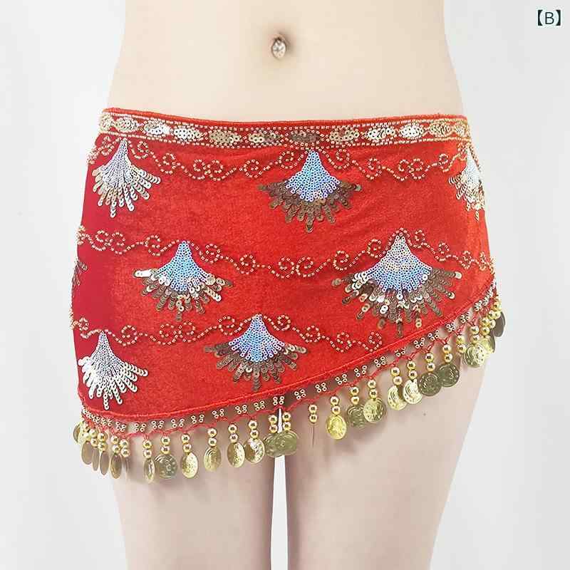 ダンス ヒップスカーフ ベリーダンス サンバ セクシー ビーズ刺繍 フリンジ スパン...
