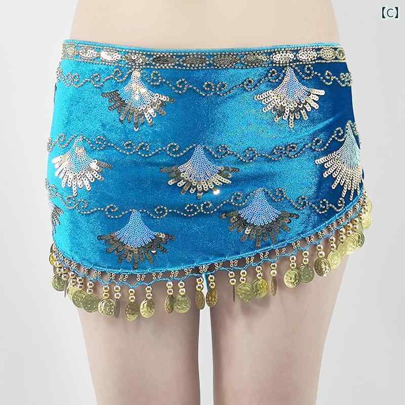 ダンス ヒップスカーフ ベリーダンス サンバ セクシー ビーズ刺繍 フリンジ スパン...