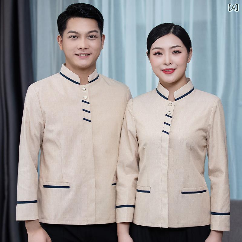 清掃ユニフォーム 男女兼用 ホテル 商業施設 施設管理 警備 メンテナンス 作業服 クリーンウェア 長袖 ..