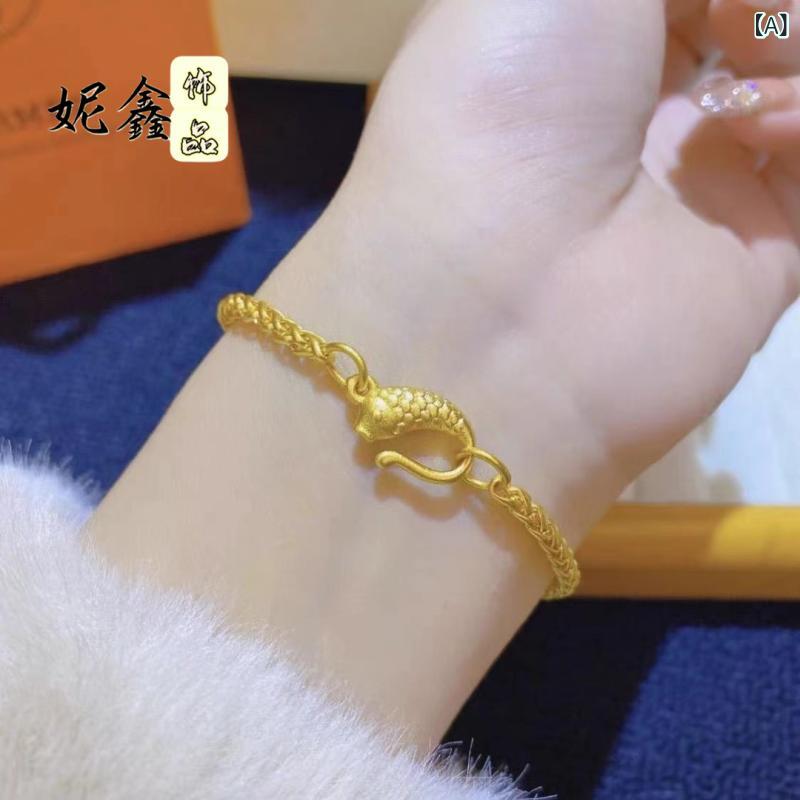 ブレスレット レディース 婦人 魚 麦穂 モチーフ チェーン 鎖 ハンドメイド 手作り ゴールドカラー 電..